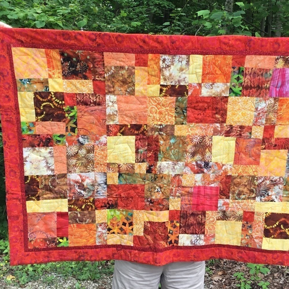 NWT. Hand Crafted Quilted Fall Colors Quilt